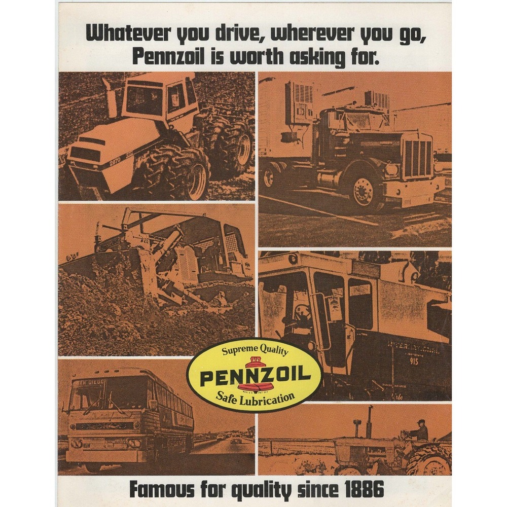 Vintage Pennzoil Heavy Duty Machinery Lubricant Print Ad Truck Tractor Bus VG